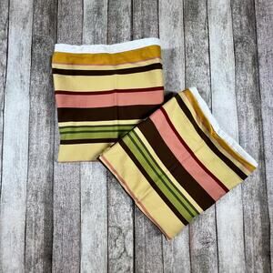 POTTERY BARN Pair Standard Shams Cabana Stripe Cotton Neutral Cozy